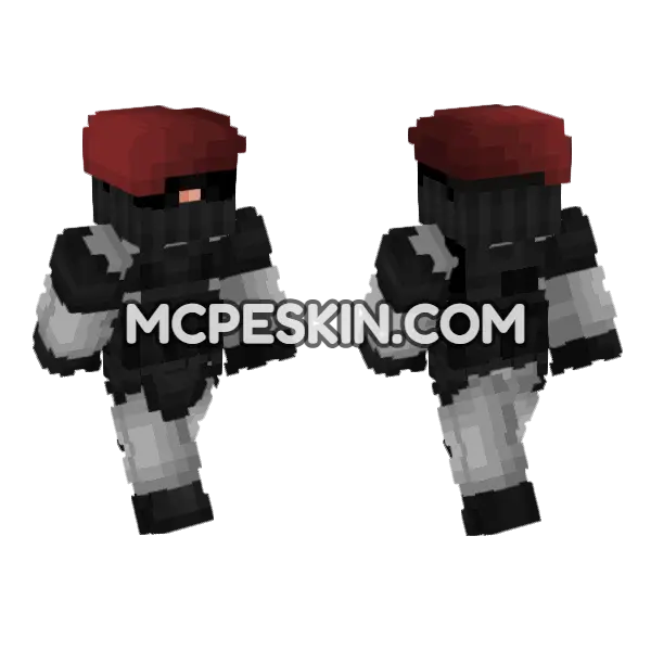 SCP Security Commando V2 Minecraft Bedrock skin, front and back