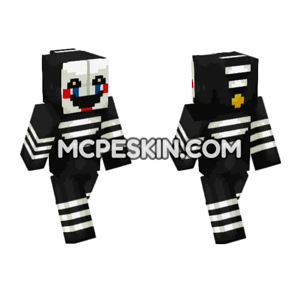 Security Puppet FNAF Minecraft Bedrock skin, front and back