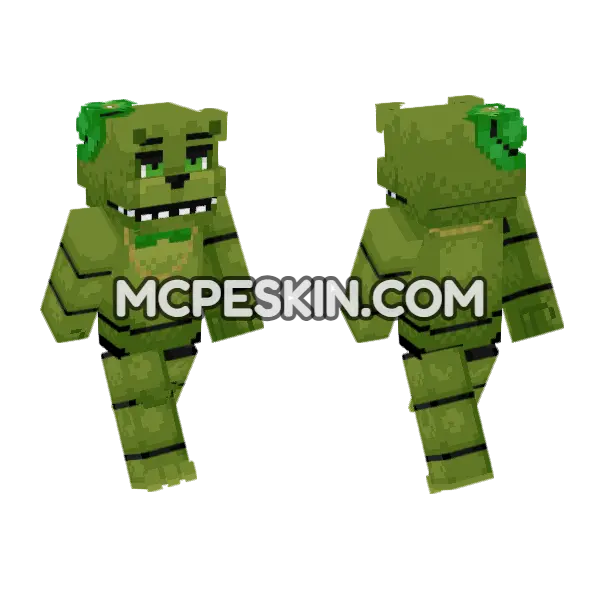 Shamrock Freddy FNAF AR Minecraft Bedrock skin, front and back