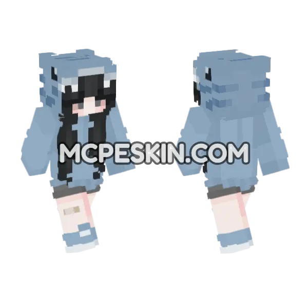 Shark Hoodie Minecraft Bedrock skin, front and back