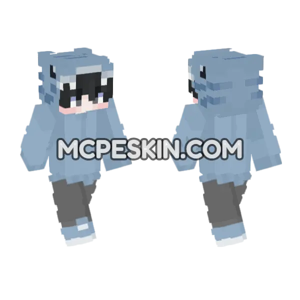 Shark Hoodie Boy Minecraft Bedrock skin, front and back
