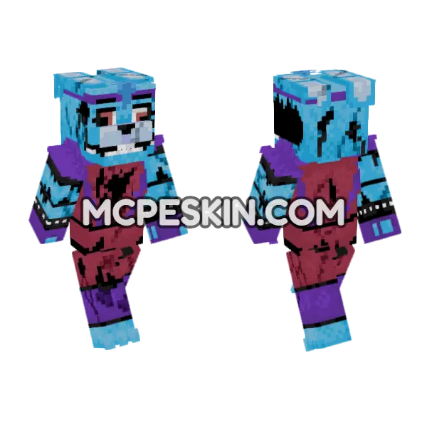 Shattered Glamrock Bonnie Minecraft Bedrock skin, front and back