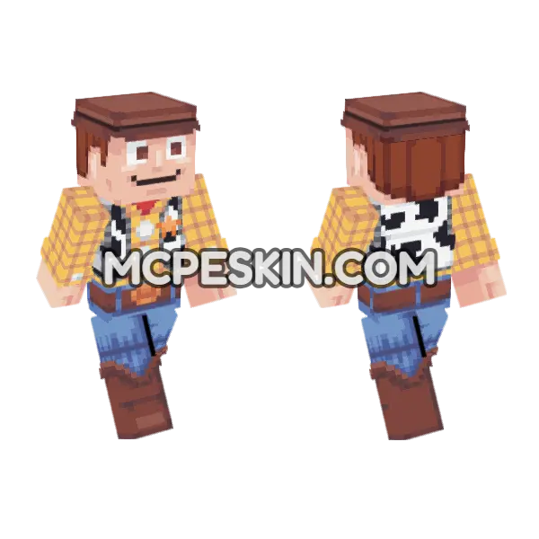 Sheriff Woody Minecraft Bedrock skin, front and back