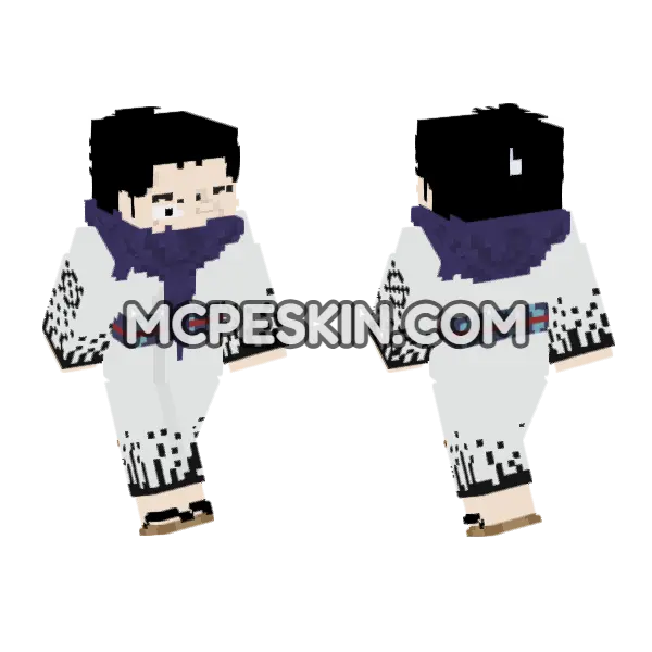 Shimotsuki Ryuma Blue Scarf Minecraft Bedrock skin, front and back
