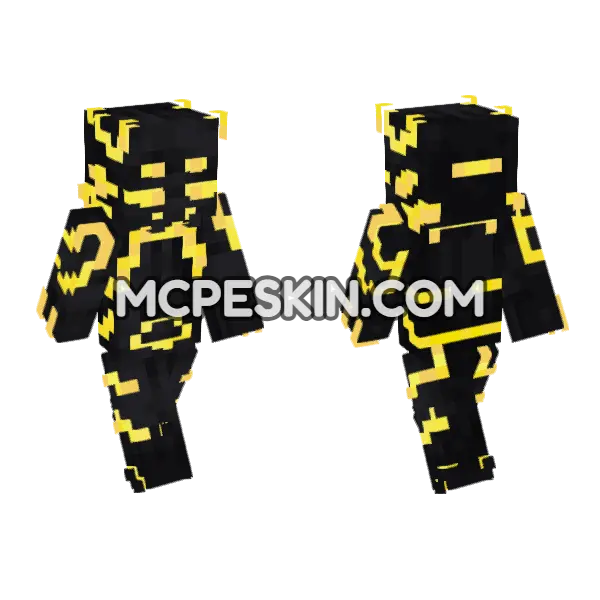 Shining Yellow Accents Minecraft Bedrock skin, front and back