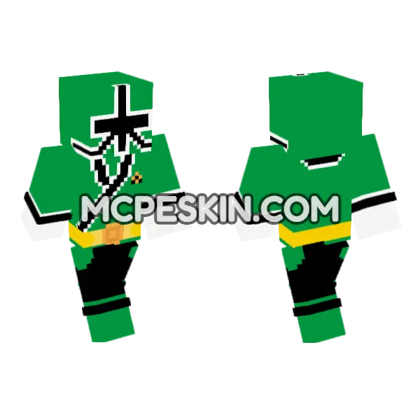 Shinken Green Minecraft Bedrock skin, front and back