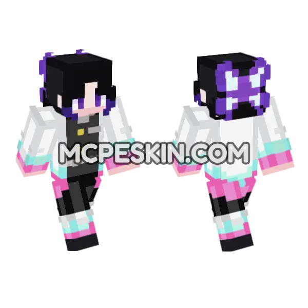 Shinobu Anime Girl Minecraft Bedrock skin, front and back