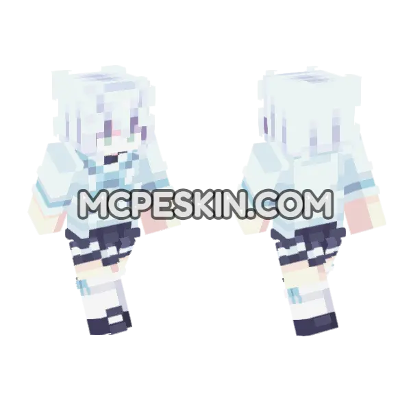 Shirakami Snow Outfit Minecraft Bedrock skin, front and back