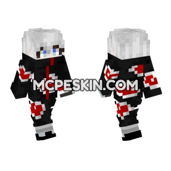 Shiro Akatsuki Outfit Minecraft Bedrock skin, front and back