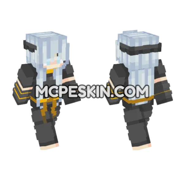 Shiro White Hair Minecraft Bedrock skin, front and back
