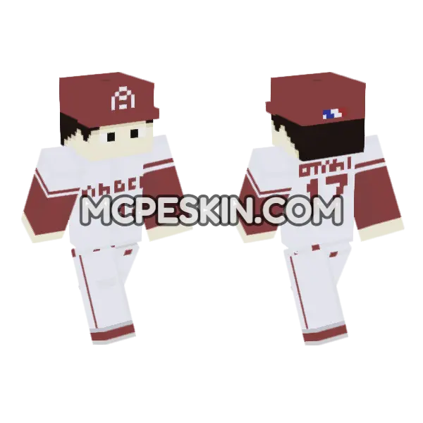 Shohei Ohtani Angels Jersey Minecraft Bedrock skin, front and back