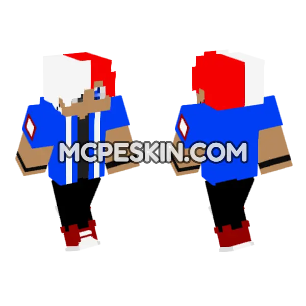 Shoto Todoroki My Hero Academia Minecraft Bedrock skin, front and back