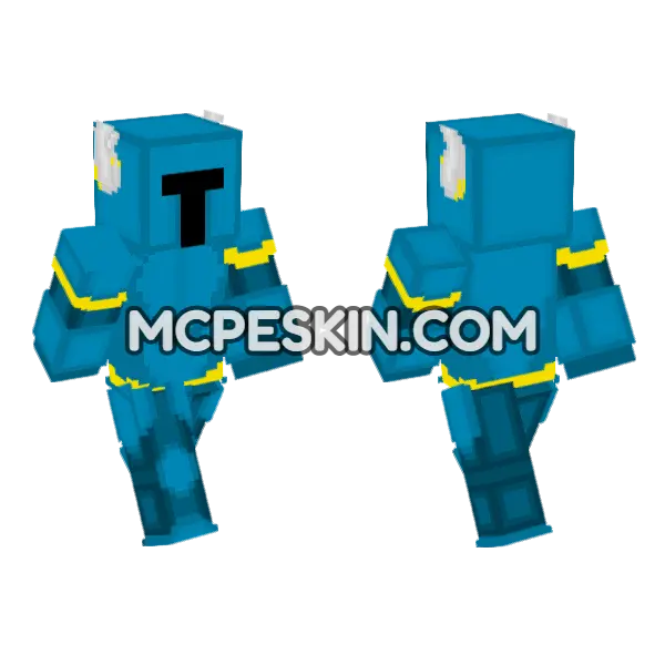 Shovel Knight Blue Armor Minecraft Bedrock skin, front and back