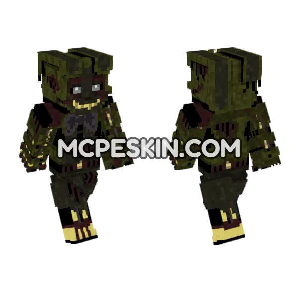 Showbiz Pizza Haunted Springtrap Minecraft Bedrock skin, front and back