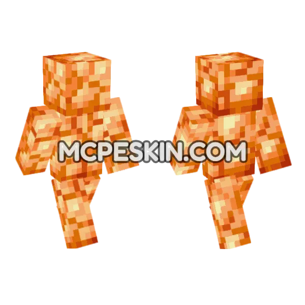 Shroomlight Block Skin Minecraft Bedrock skin, front and back