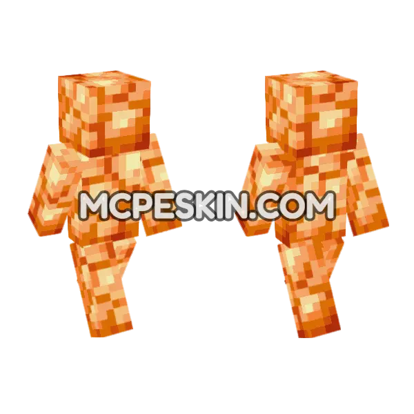 Shroomlight Skin Minecraft Bedrock skin, front and back