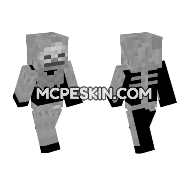 Skeleton Man Minecraft Bedrock skin, front and back