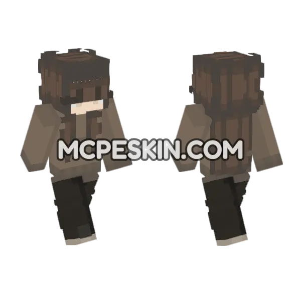 Skin12 Brown Outfit Minecraft Bedrock skin, front and back