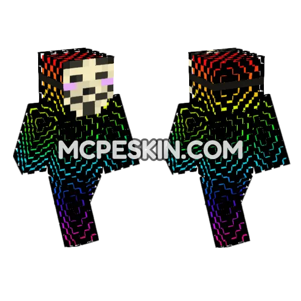 Skin2 Rainbow Outfit Minecraft Bedrock skin, front and back