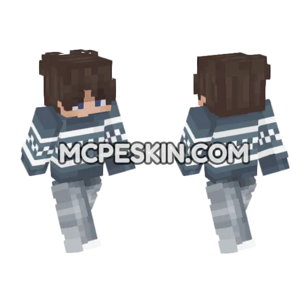 Skin20 Blue Outfit Minecraft Bedrock skin, front and back