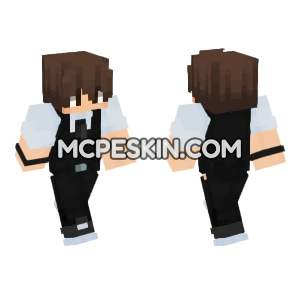Skin25 Black And White Minecraft Bedrock skin, front and back