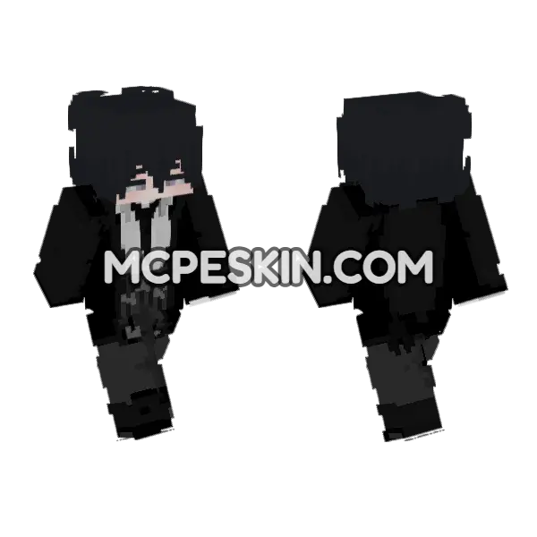 Skin5 Black Outfit Minecraft Bedrock skin, front and back