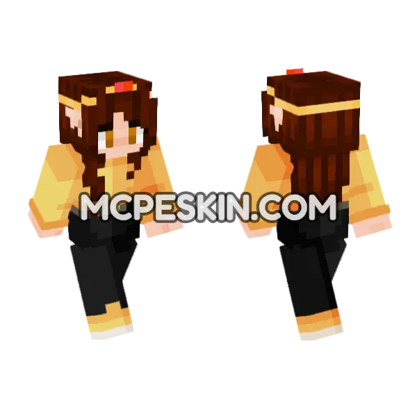 Skin6 Yellow Outfit Minecraft Bedrock skin, front and back