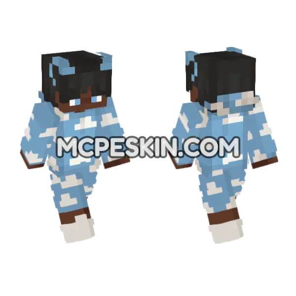 Sky Blue Clouds Minecraft Bedrock skin, front and back