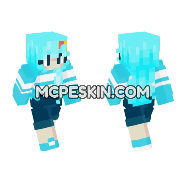 Skye Blue Hair Minecraft Bedrock skin, front and back