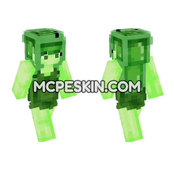 Slime Girl – Jenny Mod Skin Minecraft Bedrock skin, front and back