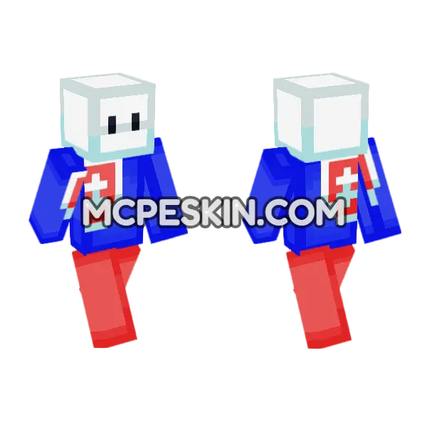 Slovakia Flag Skin Minecraft Bedrock skin, front and back
