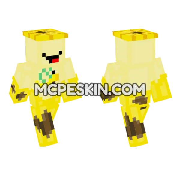 Smellybananna Banana Outfit Minecraft Bedrock skin, front and back