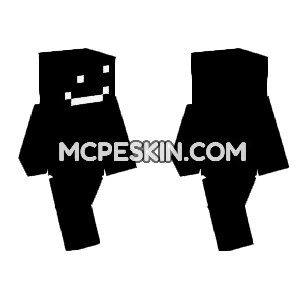 Smiley Face Black Minecraft Bedrock skin, front and back