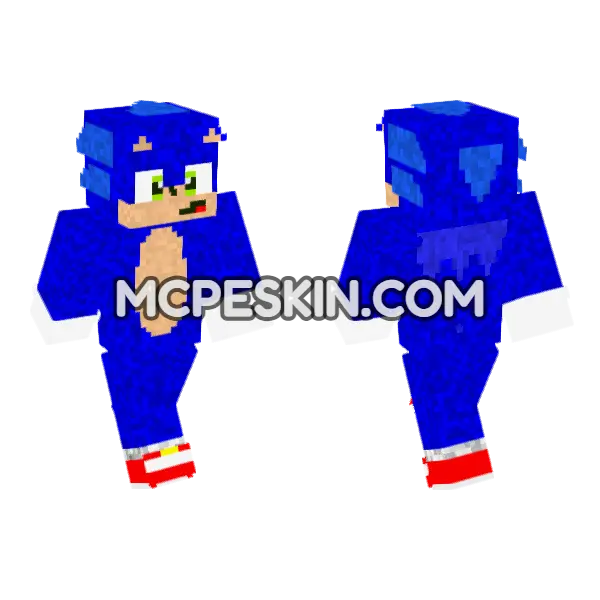 Sonic Movie Improved Minecraft Bedrock skin, front and back