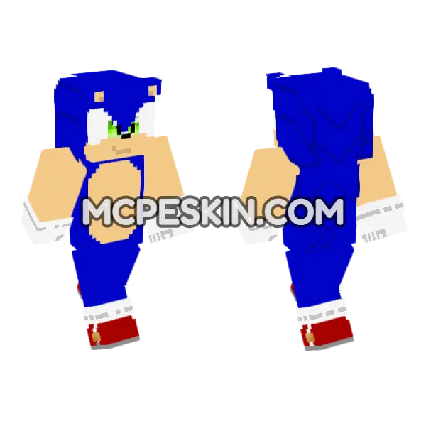 Sonic The Hedgehog Minecraft Bedrock skin, front and back