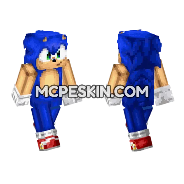 Sonic The Hedgehog Minecraft Bedrock skin, front and back