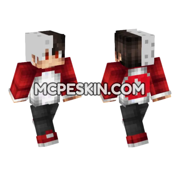 Soypeche Red Hoodie Minecraft Bedrock skin, front and back