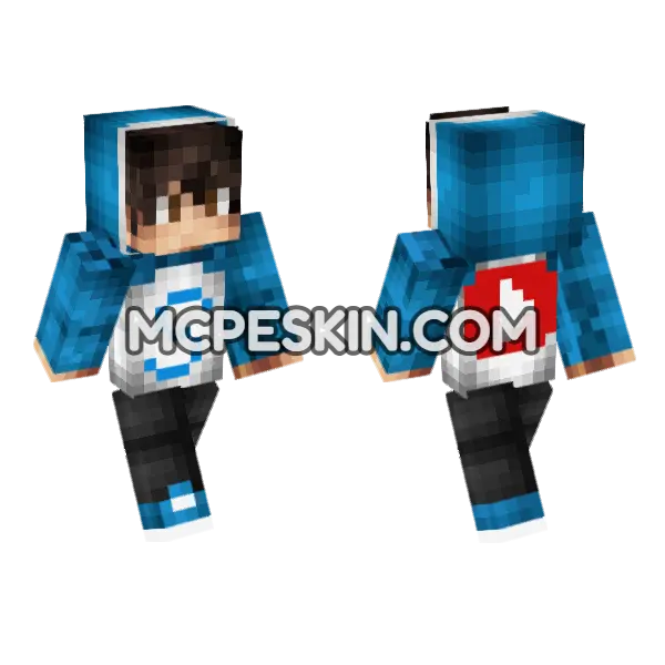 Sparta356 Blue Outfit Minecraft Bedrock skin, front and back