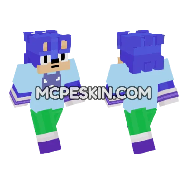 Speedrunn R Sonic Minecraft Bedrock skin, front and back
