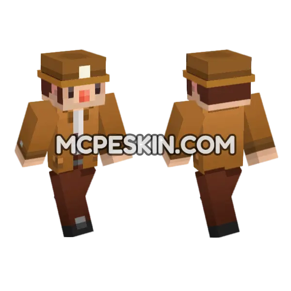 Spelunky Guy Minecraft Bedrock skin, front and back