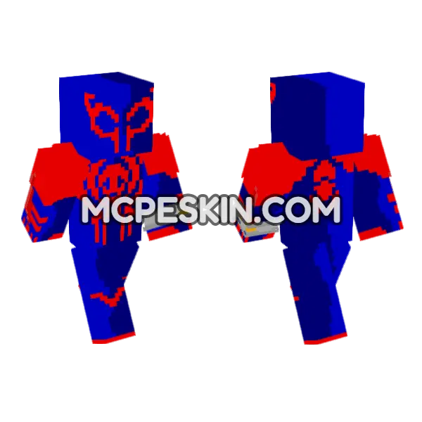 Spider-Man 2099 Red Blue Minecraft Bedrock skin, front and back