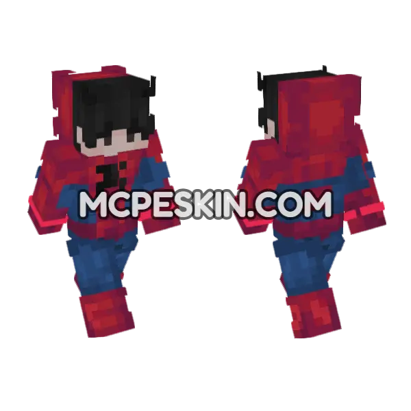 Spider-Man 8 Minecraft Bedrock skin, front and back