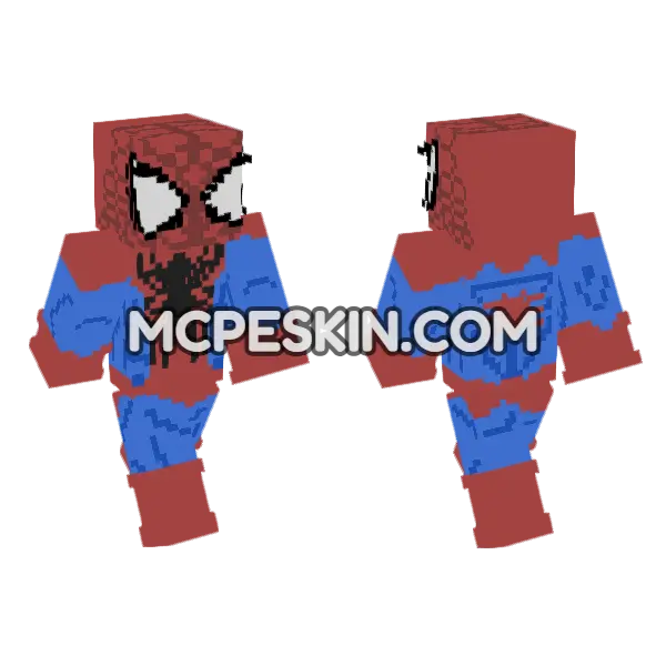 Spider-Man Classic Wide Eyes Minecraft Bedrock skin, front and back