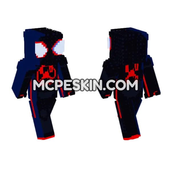 Spider-Man Miles Morales Across Spider-Verse Minecraft Bedrock skin, front and back