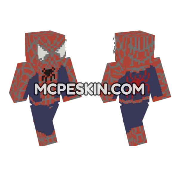 Spider-Man Raimi Red Blue Minecraft Bedrock skin, front and back