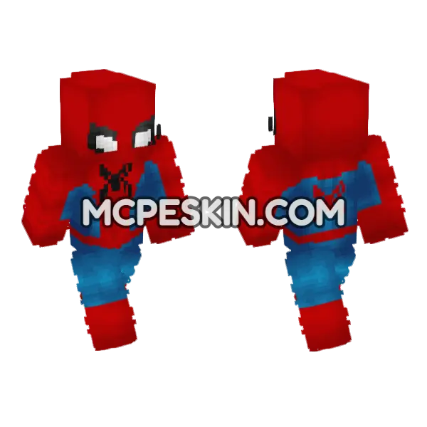 Spider-Man Suit Minecraft Bedrock skin, front and back
