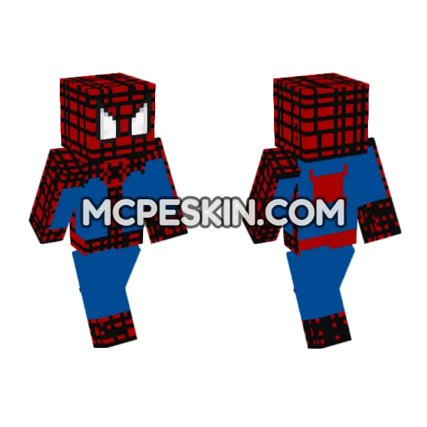 Spider-Man Suit Minecraft Bedrock skin, front and back