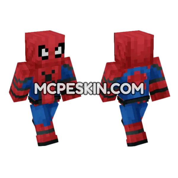 Spider-Man Suit Minecraft Bedrock skin, front and back