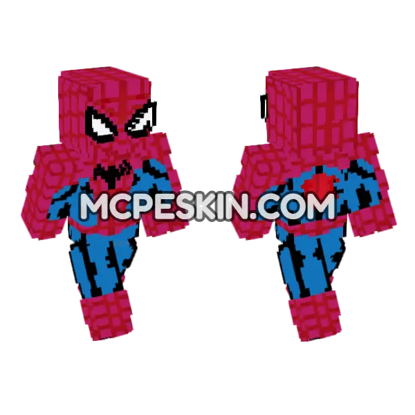Spider-Man Suit Minecraft Bedrock skin, front and back