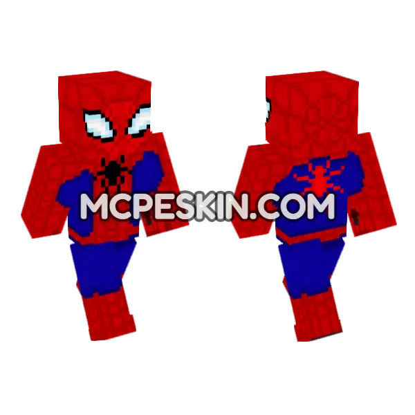 Spider-Man Suit Minecraft Bedrock skin, front and back